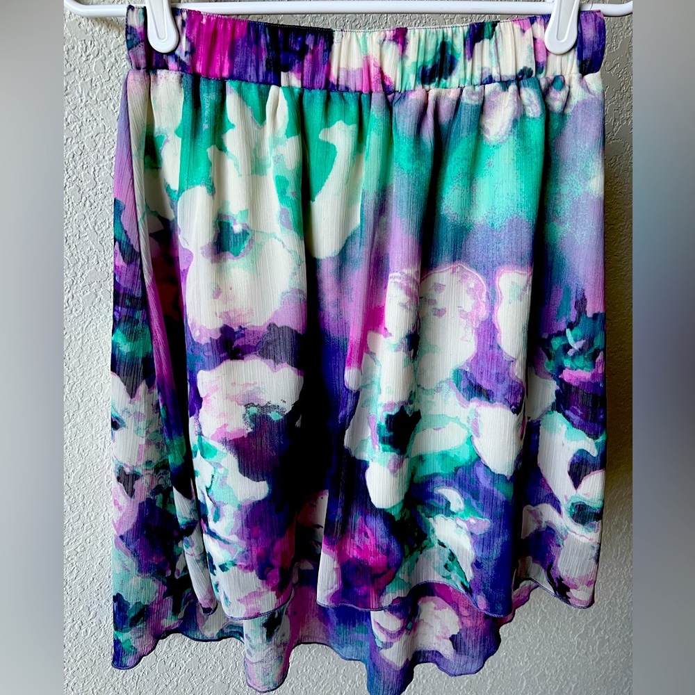 Floral Watertercolor Hi-Low Skirt